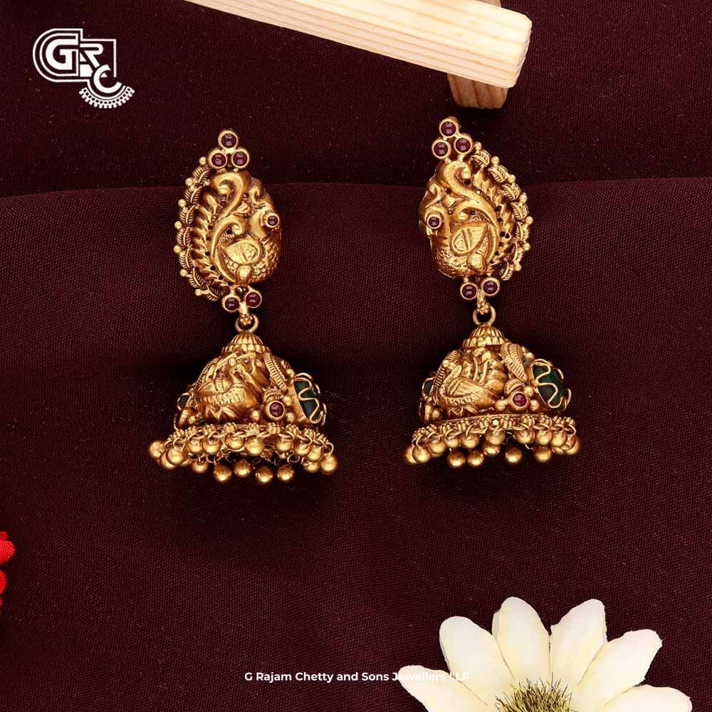 Antique Gold Floral Muticolor Jhumka Earring | Free Cod