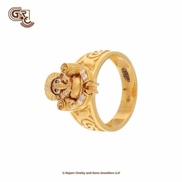 Ganesha with Stone 22K Gold Ring