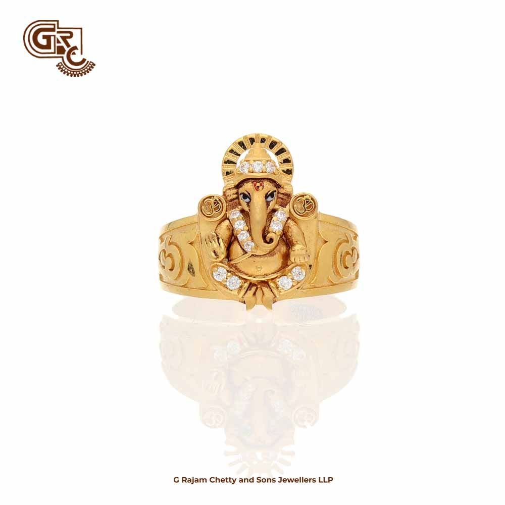 1 gram gold forming ganpati dainty design best quality ring for men - –  Soni Fashion®