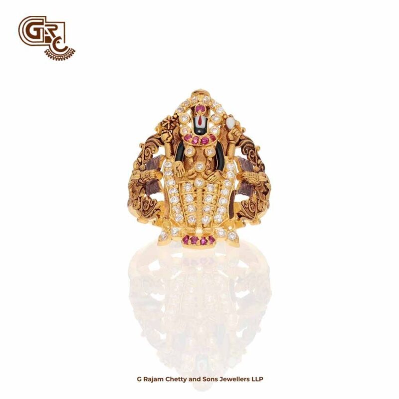 Srinivasa Perumal Stone 22K Gold Ring