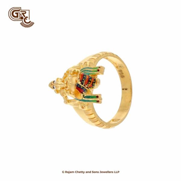 Multi Colour Ganesha 22K Gold Ring