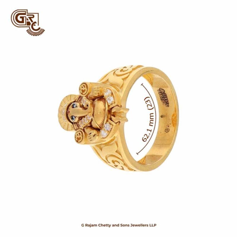 Ganesha with Stone 22K Gold Ring