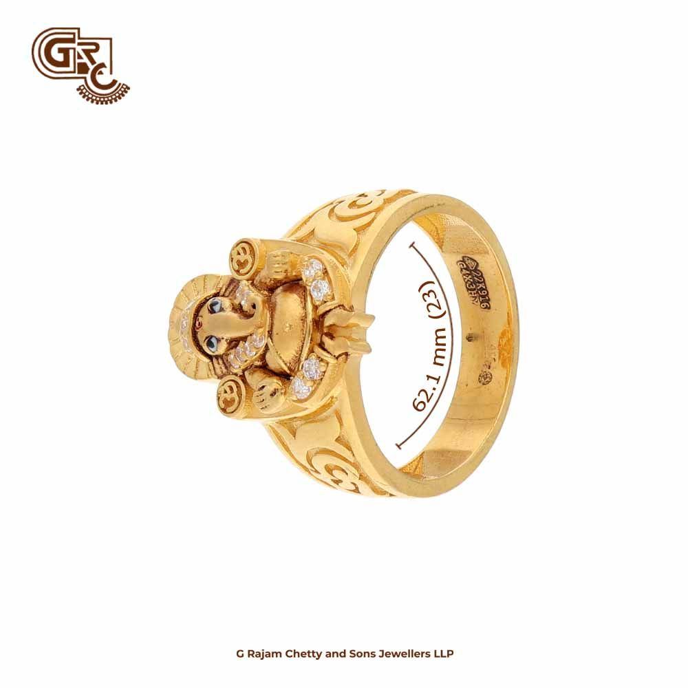 22K Gold 'Tortoise' Ring For Men With Cz - 235-GR6272 in 6.000 Grams