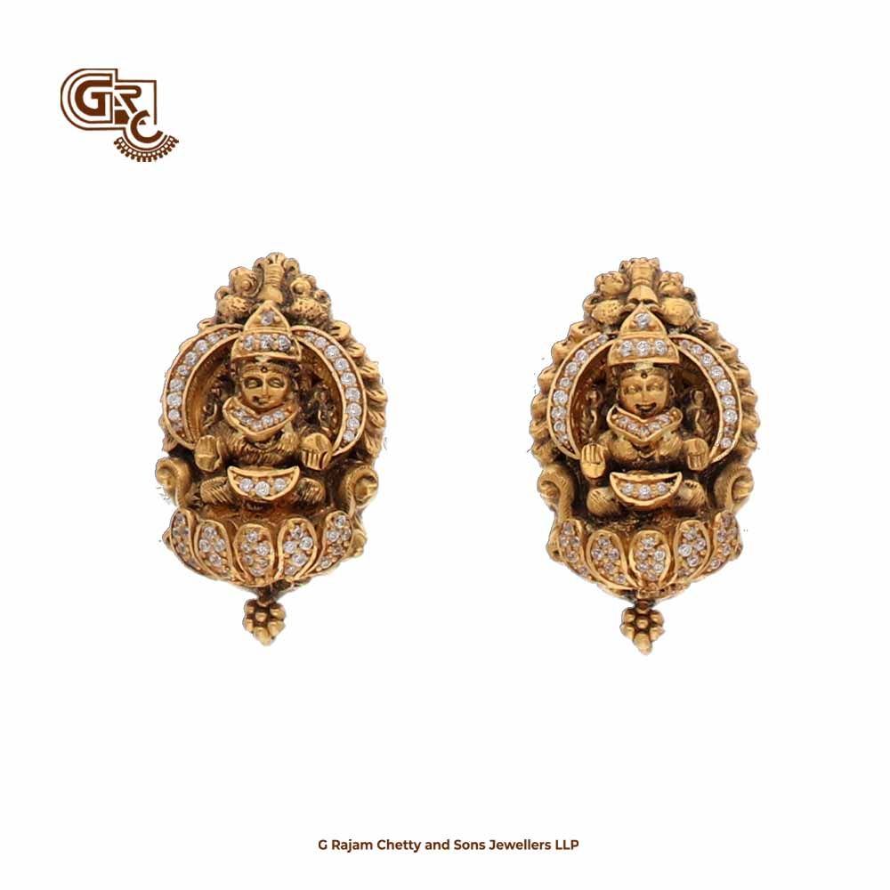 Gold tone cz white lakshmi coin earrings dj-43951 – dreamjwell