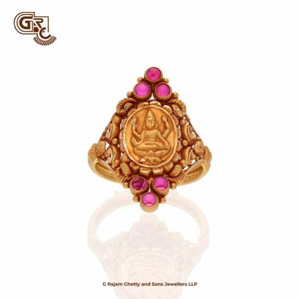Floral Thilagam Pink Stone Ladies Ring