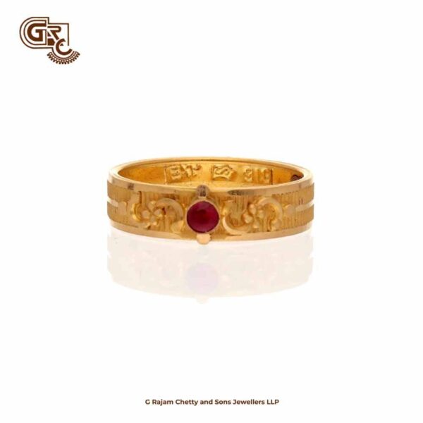 Red Stone Floral Ladies Ring