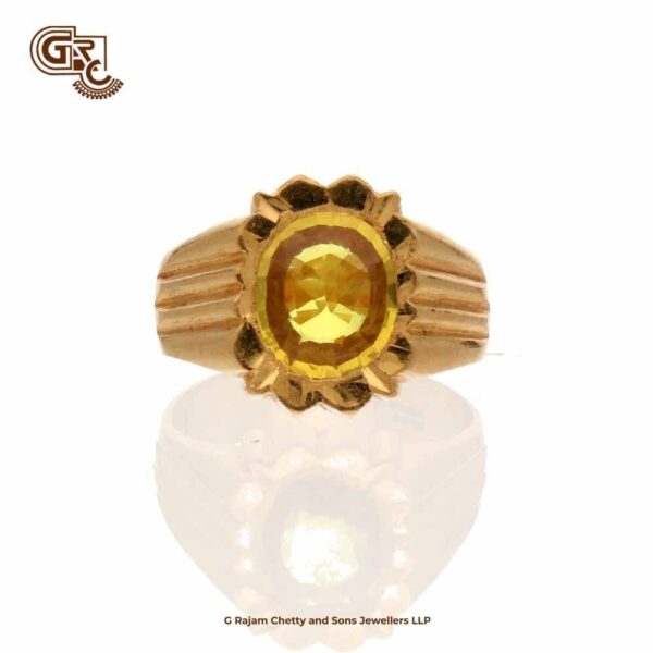 Yellow Gleaming Stone Gents Ring