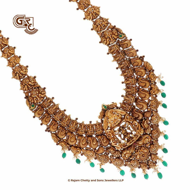 Lakshmi Antique Floral Green Beads Traditional Haram