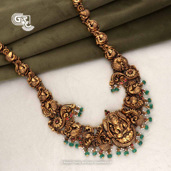 Antique Elegant Green Beads Lakshmi Traditional Haram