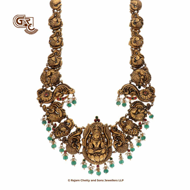 Antique Elegant Green Beads Lakshmi Traditional Haram