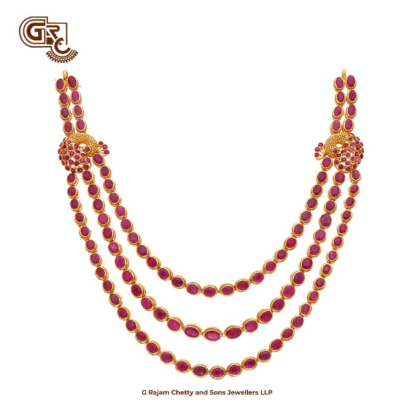 Peacock Ruby Stone Steps Necklace
