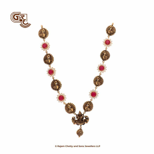 Antique Elegant Lakshmi Pink Stone Necklace