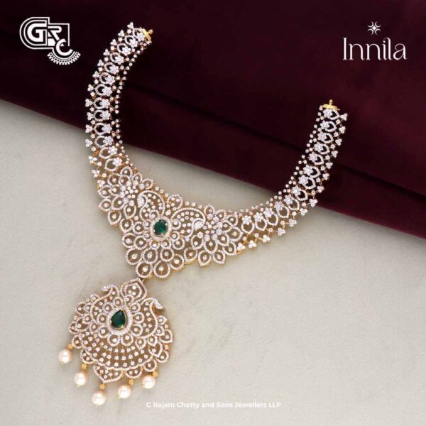 Gleaming Glitz White & Green Stone Necklace