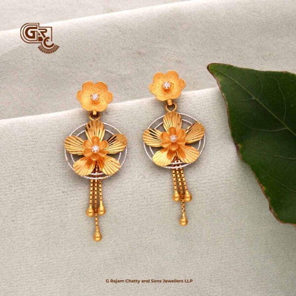 Floral Round Drop Ball Fancy Earring