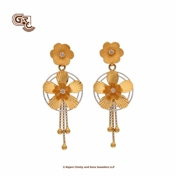Floral Round Drop Ball Fancy Earring
