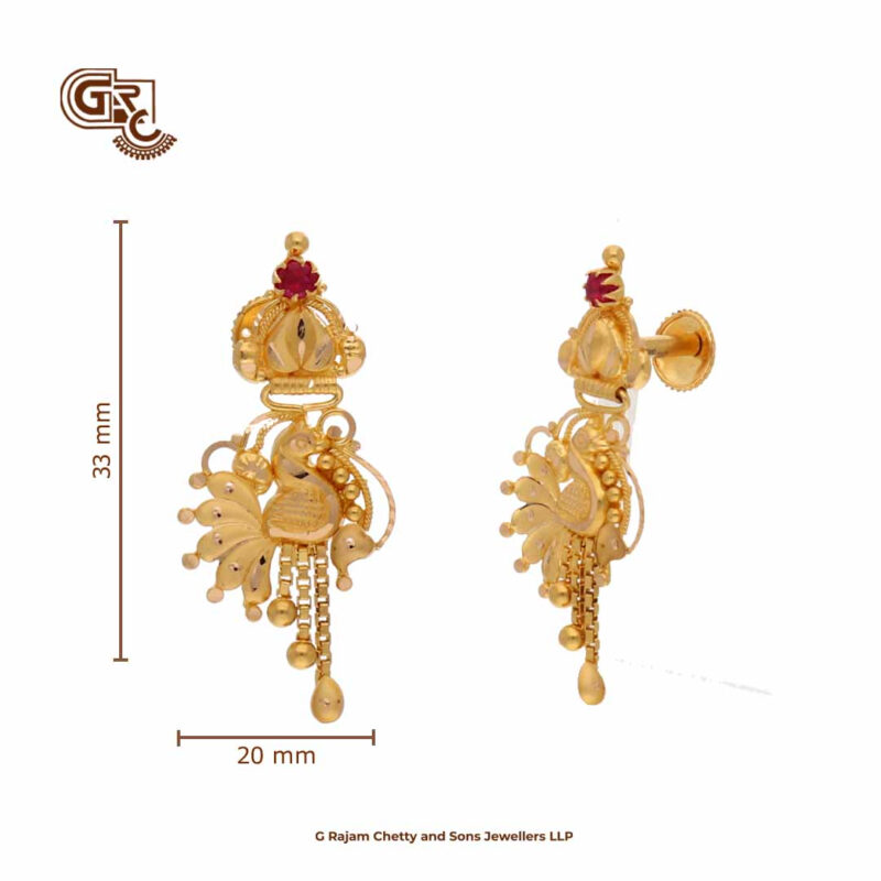 Fancy Peacock Floral Pink Stone Earring
