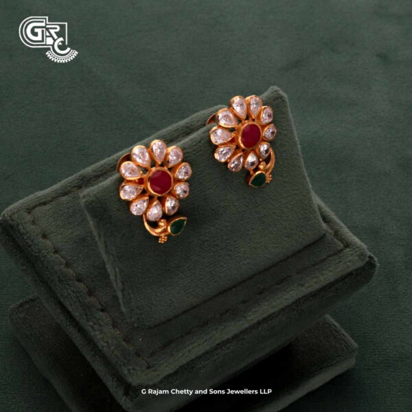 Fancy Glittering Stone Flower Earring