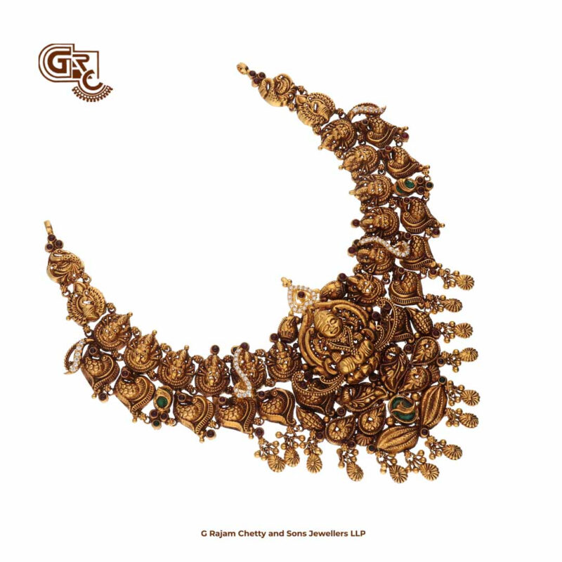 Antique Lakshmi Floral Gold Beads Necklace