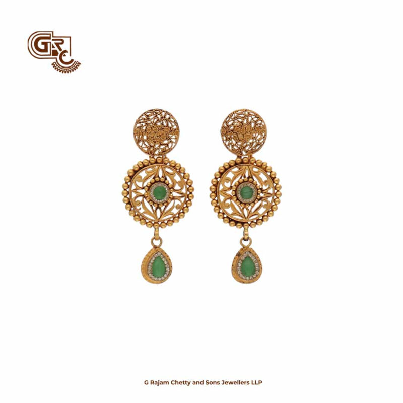 Kamalam Ruby & Green Stone Luxury Stud and Necklace