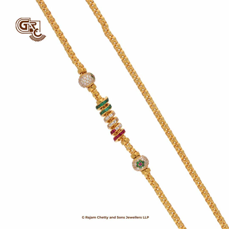 Uniques Glitter Colour Stone Ball Mugappu Thali Chain