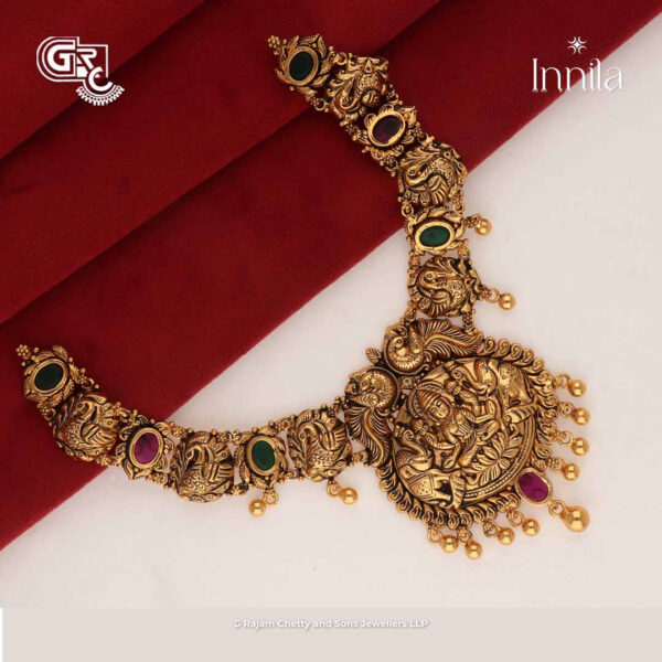 Antique Gaja Lakshmi Traditional Silver Necklace