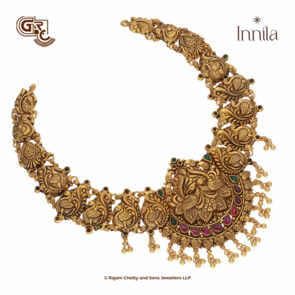 Lurury Bridal Lakshmi Gold Beads Silver Necklace