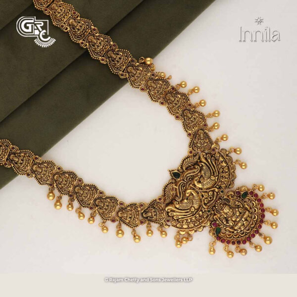 Antique Lakshmi Florals Gold Beads Luxury Silver Haram