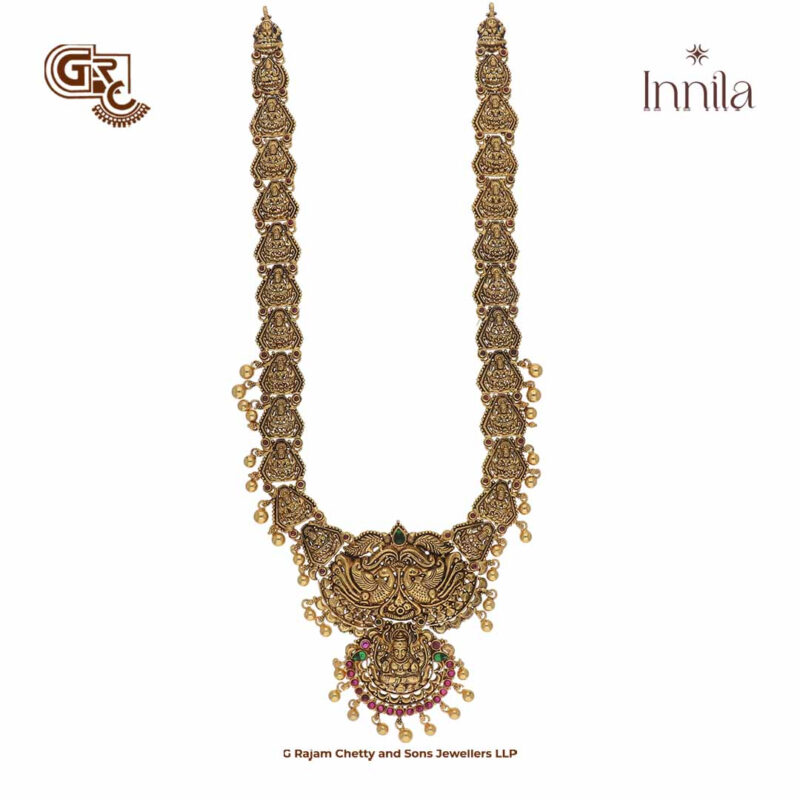 Antique Lakshmi Florals Gold Beads Luxury Silver Haram
